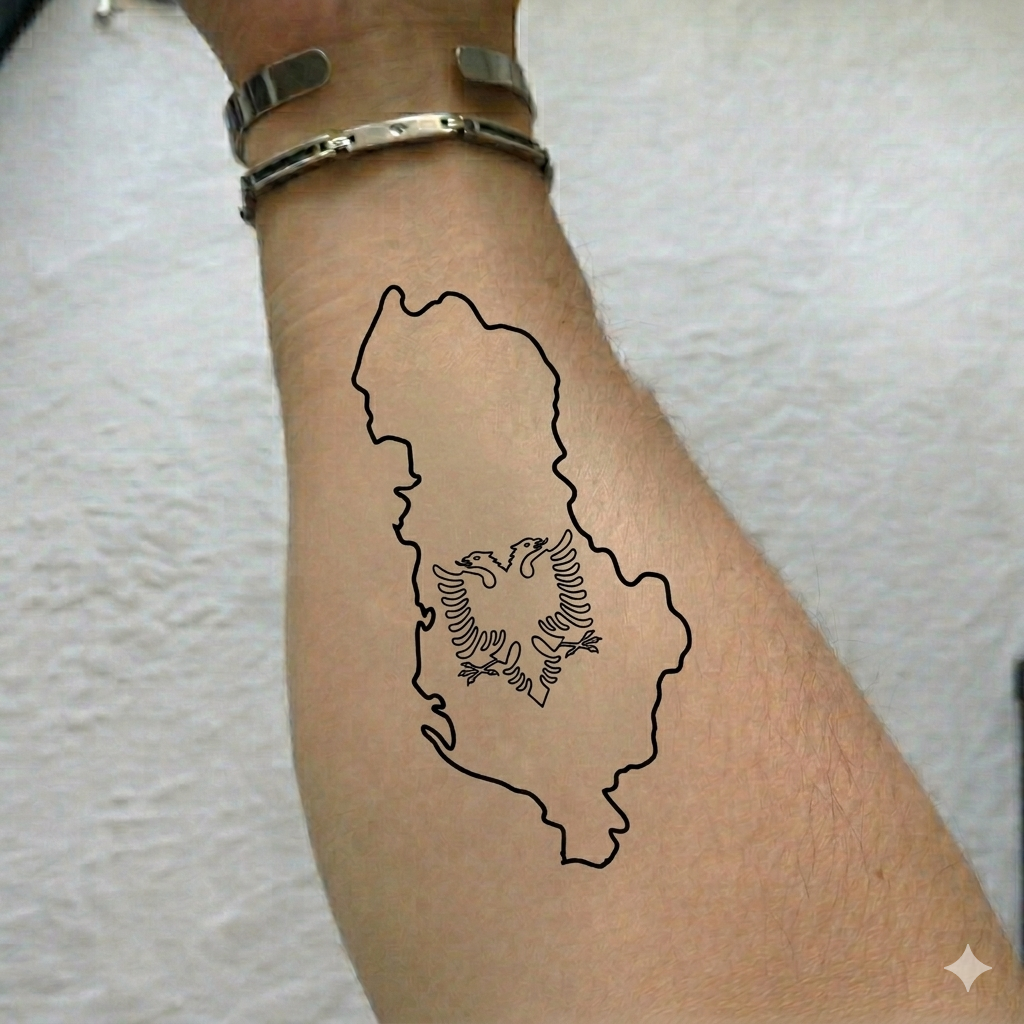 Tattoo Albanie carte et symbole – Image 2